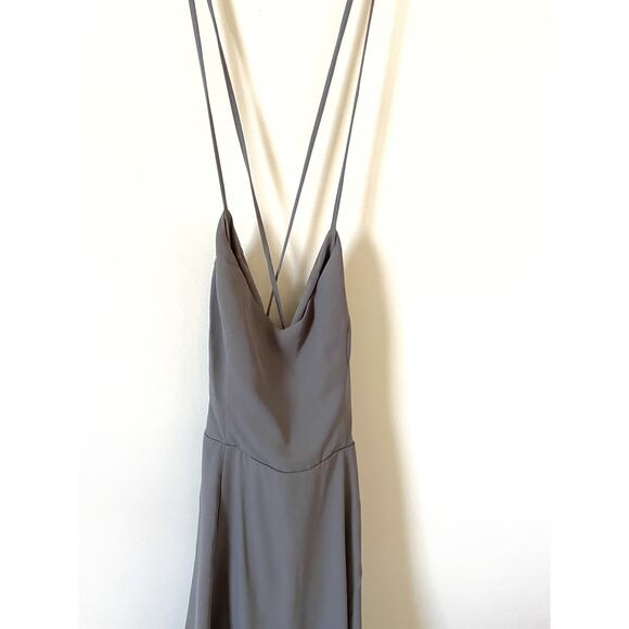 Show Me Your Mumu Tie Back Gown Maxi Dress Gray Silver Size Medium NEW - Picture 6 of 9